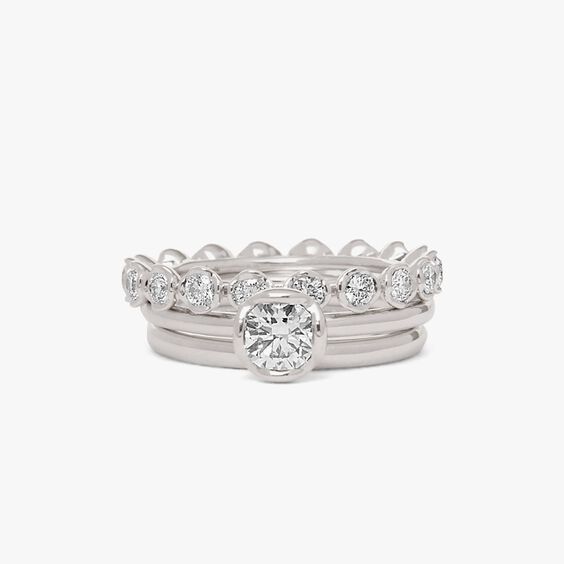 18ct White Gold Marguerite 0.50ct Solitaire Ring Stack | Annoushka jewelley